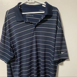 Nike Golf blue and white striped polo